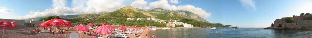 Панорама пляжа в Св.Стефане